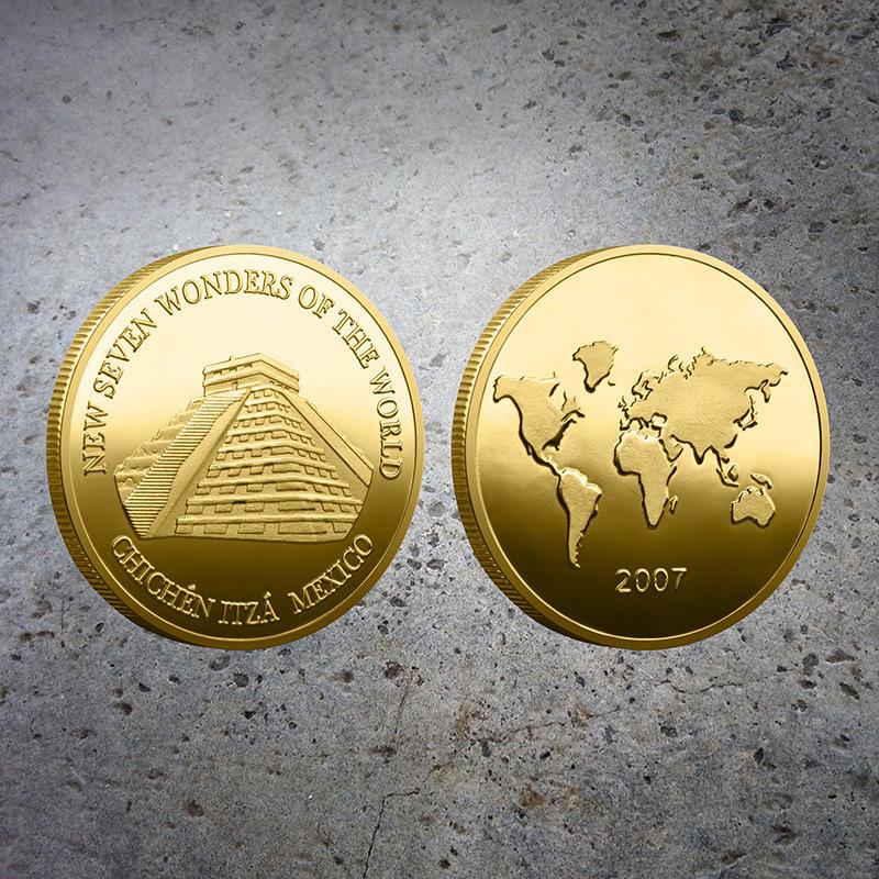 Set of 7 New World Wonders of Architecture CoinsPyramidsThe Great WallThe Taj MahalArcade MedalsCreative Coins