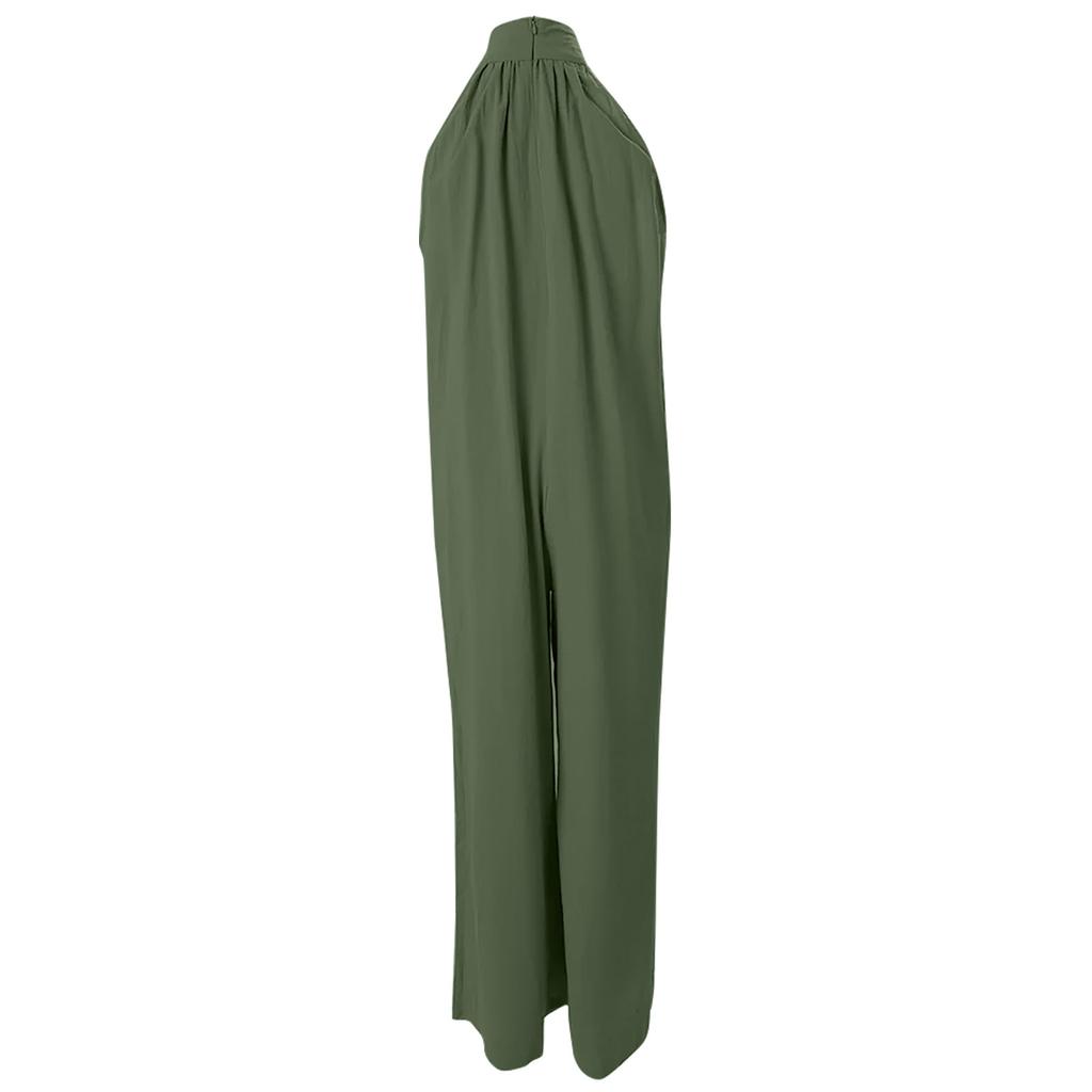 Women's Plus Size Jumpsuit Summer Beach Sleeveless Solid Color Casual Fashion Wide Leg Jumpsuit