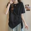 2024 Женские футболки свободного кроя с короткими рукавами больших размеров, подчеркивающие фигуру, из двух частей
