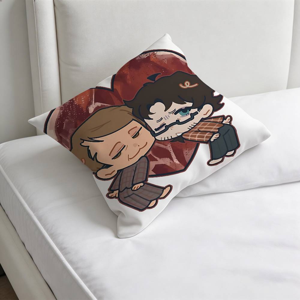 Cute HHannibal and Will Chibi Square Pillow Case Soft Decorative Throw Pillow Cover for Home Sofa Bed