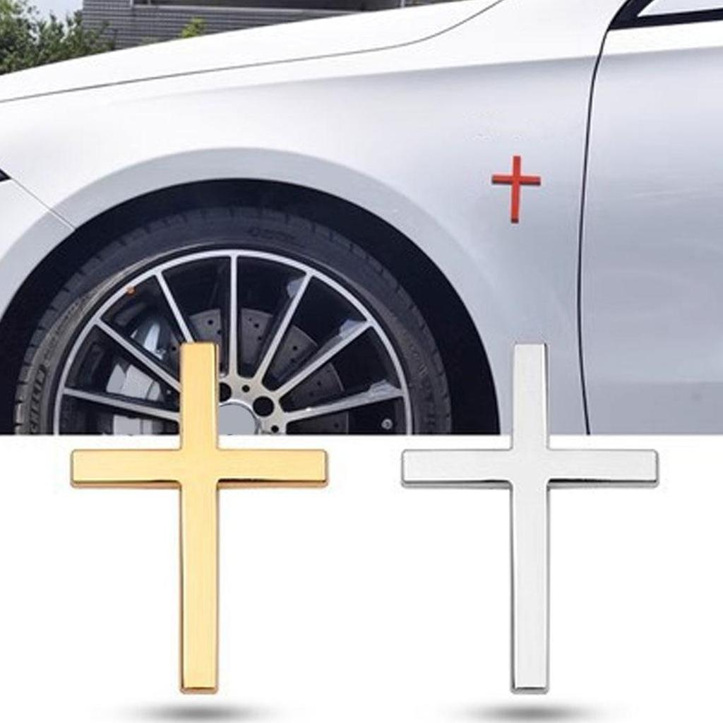 Cross Model Car Stickers Durable Zinc Alloy 3D Waterproof Scratch Cover for Auto Body Decoration
