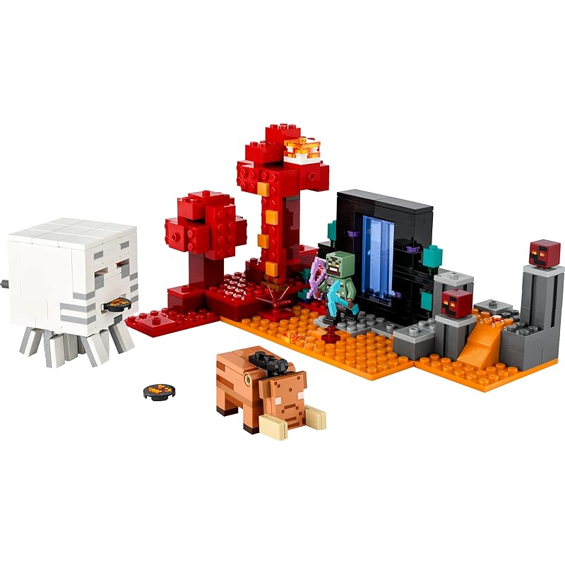 Lego minecraft battle of nether portal toys игрушка подарок на день рождения блок мальчик девочка ребенок 8 лет 9 лет 10 лет Ученик начальной школы