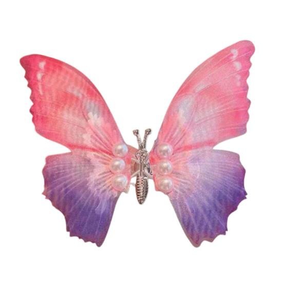 Hairpin Gradient Color Butterflies Decor Hair Clip with Imitation Pearls Exquisite Appearance Hair Pin Hair Accessories