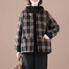 МОДА 2025 года, новая теплая одежда с хлопковой подкладкой, корейская версия, свободная и тонкая, с капюшоном, повседневная женская одежда большого размера в клетку, короткое пальто