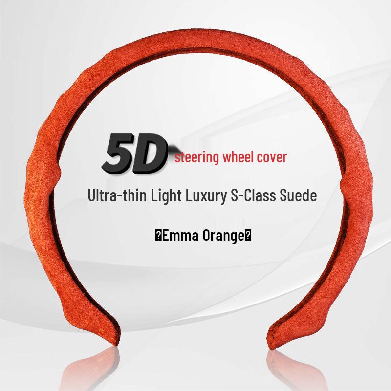 5D Nappa Leather Non-Slip Steering Wheel Cover 38.1cm - Enhanced Wear Resistance and Driving Experience.