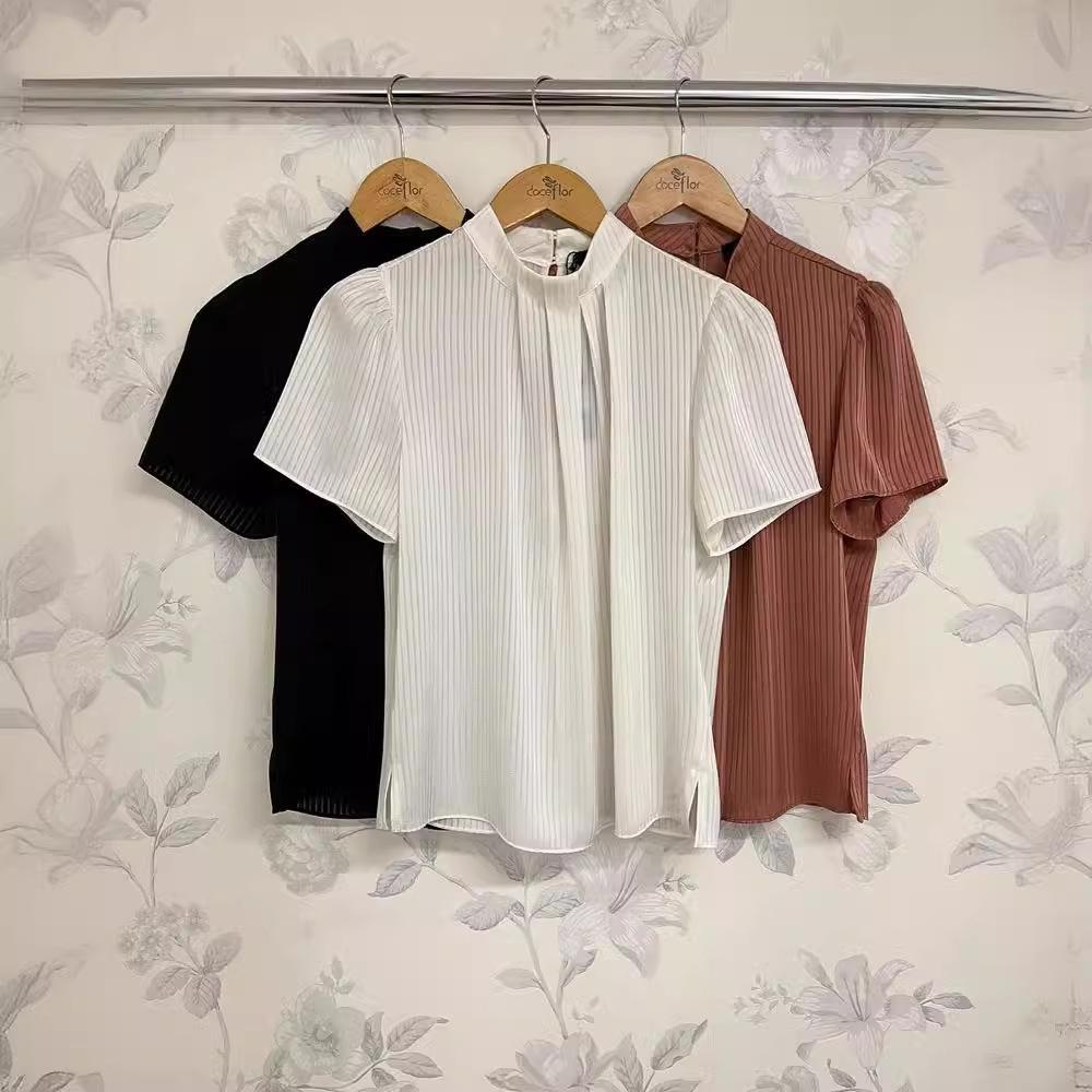 Летняя женская полосатая приталенная футболка с круглым вырезом 2024