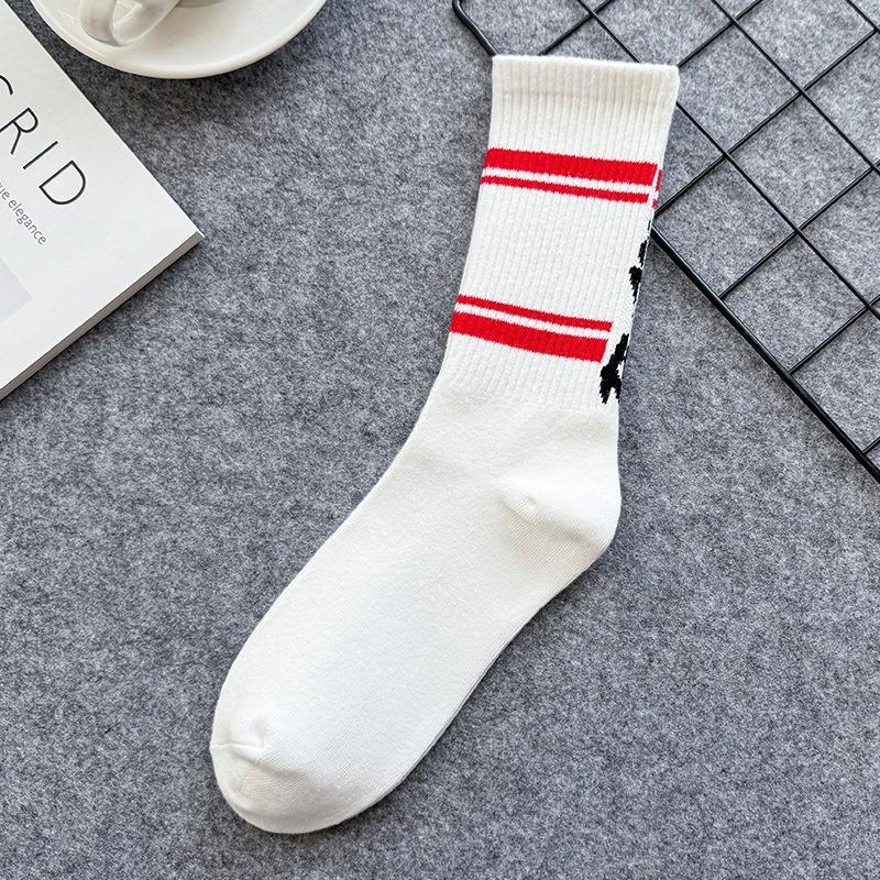 Men Spring Simple Small Design Letter High Thread Sports Stockings
