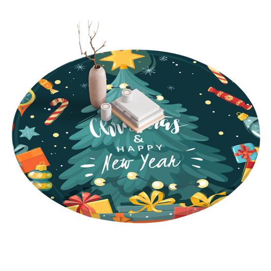 Fitted Christmas Round Tablecloth Holiday Snowflakes Table Cover with Elastic Edge Water-Resistant Christmas Tree Table Cover for Round Tables Dinner