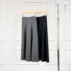 Black Label Women's A-Line Knitted Midi Skirt, Elastic Waist, Yangtze Yarn 2-Ply 48s Wool, Black Grey