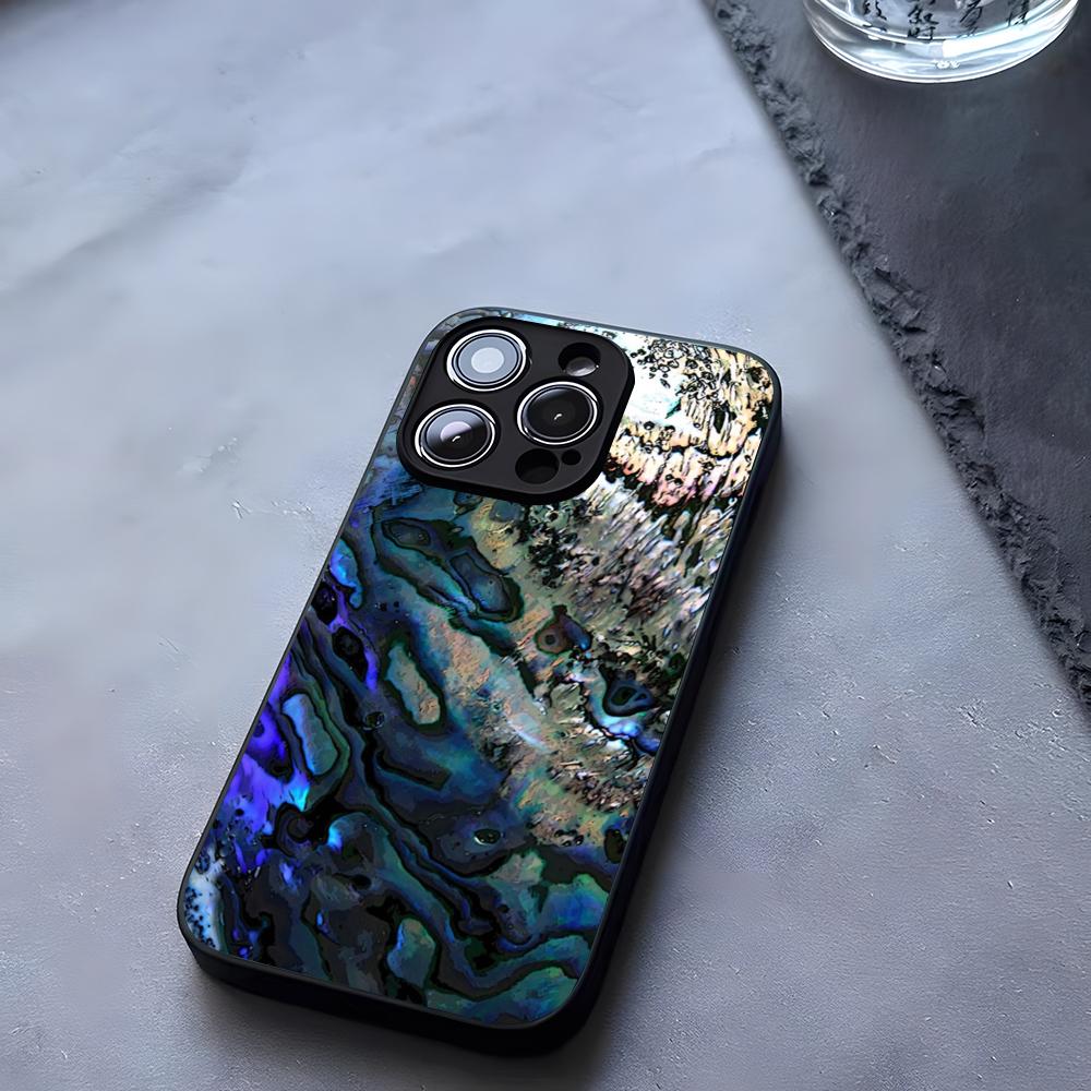Abalone Shell Phone Case Tempered Glass For IPhone 17 13 14 16 12 15 11 Pro Max Plus Mini X XR SE2020 Coque