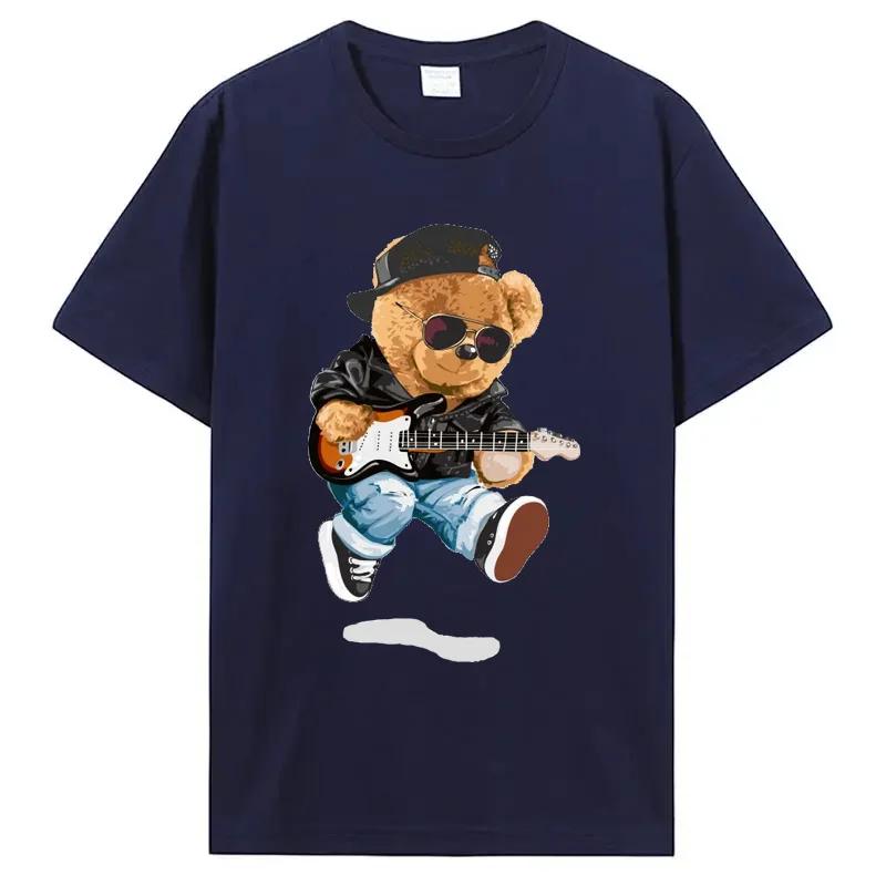Футболка с изображением плюшевого мишки, играющего в бадминтон, хлопковая одежда, топы, графика, кавайная, для мужчин и женщин, с коротким рукавом, с принтом, модная уличная одежда