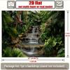 2D Garden Waterfall Backdrop, Tropical Plants & Cascading Waterfall Background Cloth