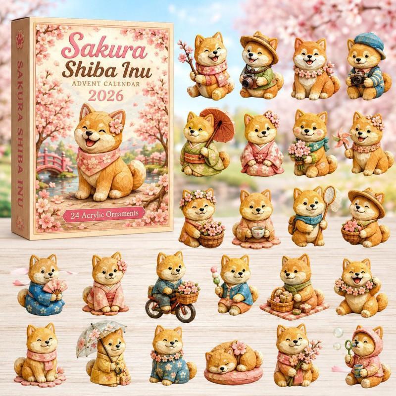 2026 Dog-Themed Christmas Advent Calendar Acrylic Blind Box Gift Kids Adults Decorative Hanging Ornament