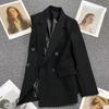 Autumn British Style Letter Embroidery White Women Coat And Jackets Long Sleeve Black Blazers