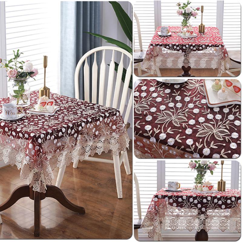 Кружевная бытовая китайская винно-красная скатерть минималистичная квадратная скатерть кофейного цвета ткань для обеденного стола круглая скатерть