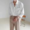 Men's Trendy Korean Style Loose Long Sleeve Shirt - 2022 Spring/Autumn Drape, Non-Iron, Solid Color