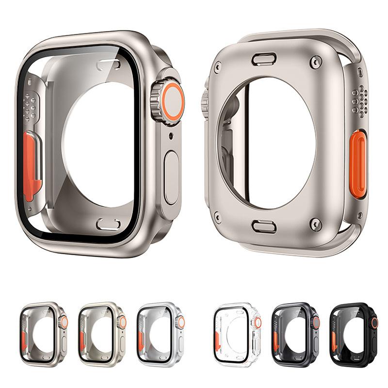 Улучшенный Ultra Чехол для Apple Watch 44мм 45мм 40мм 41мм Жесткий PC Бампер Закаленное Стекло iwatch Серии 9 8 7 6 5 4 SE Чехол