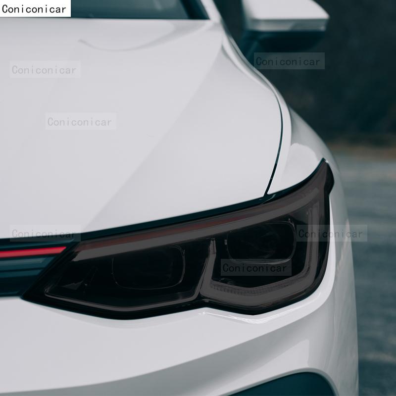 For Volkswagen VW GOLF 8 MK8 2020-2023 2022 Car Headlight Black TPU Protective Cover Film Front Light Tint Change Color Sticker