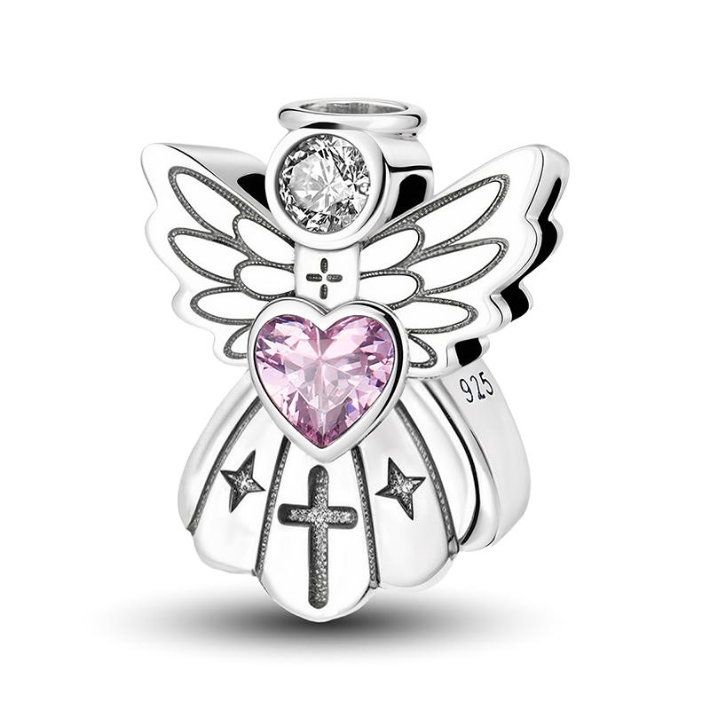 Медные подвески Циркон Розовое Сердце Любви Шармы Бусины Подходят для Оригинального Браслета Пан Браслеты DIY Ювелирные Изделия Для Женщин