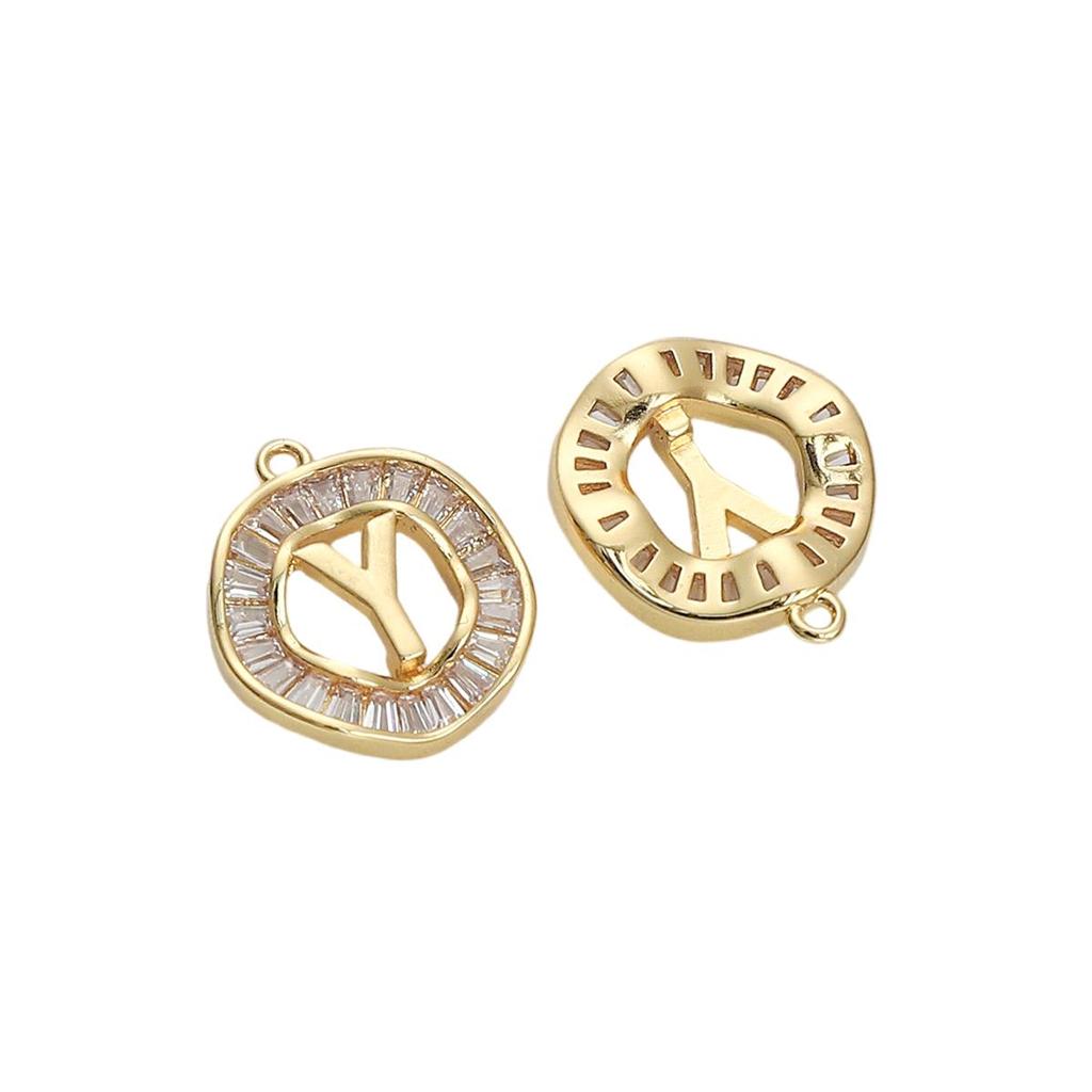 Copper Zirconium Inlaid 26 Letter Pendant For DIY Jewelry Making Craft Accessories