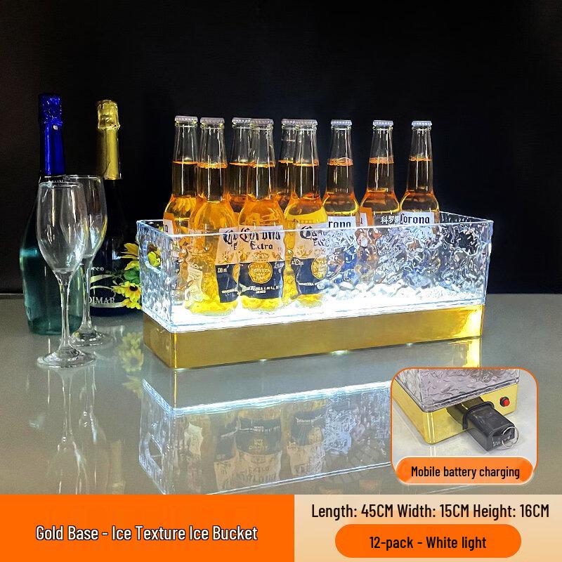 ZISIZ LED Rechargeable Plastic Luminous Ice Bucket