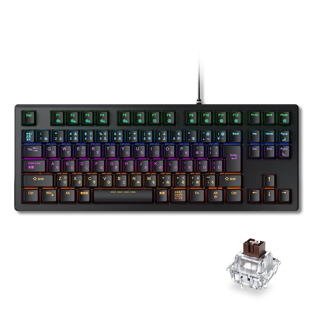 iClever Gaming Brown Mechanical Japanese 91 24 For Computer Windows Compatible G06 Keyboard, Tenkeyless, Axis, Keyboard, Layout, Wired, Keys, 80%