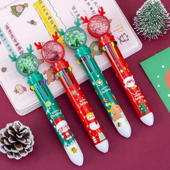 1/2/4 шт. Рождественские блестящие шариковые ручки Санта Клаус Олень Рождественская елка Праздничный декомпрессионный дизайн Чернильные ручки Пишущий инструмент