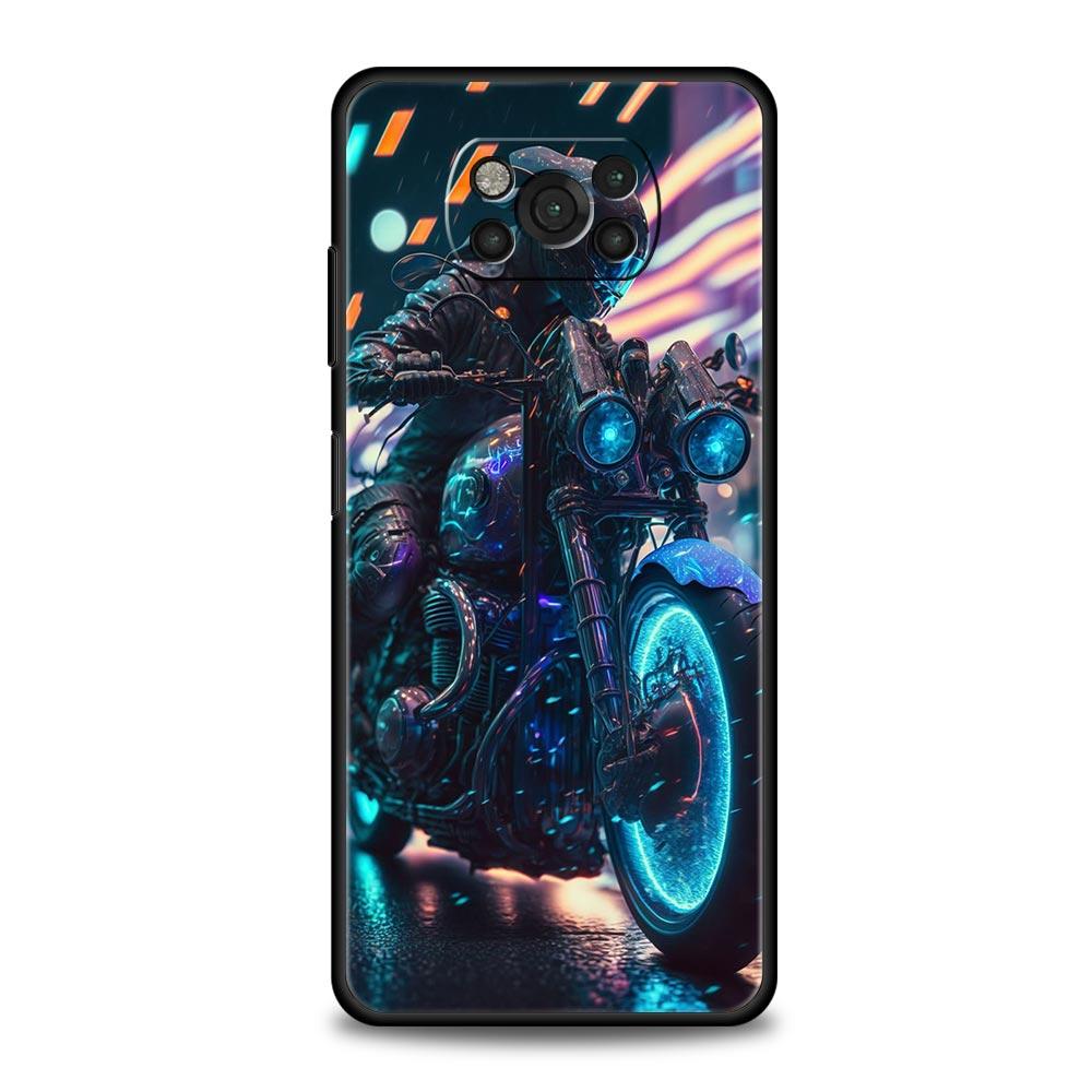 Motorcycle Phone Case for Xiaomi Poco F7 F6 F5 F4 F3 X6 X5 X4 X3 NFC F7 Ultra M4 C51 C55 GT 5G Soft TPU Cover Fundas Capas Coque