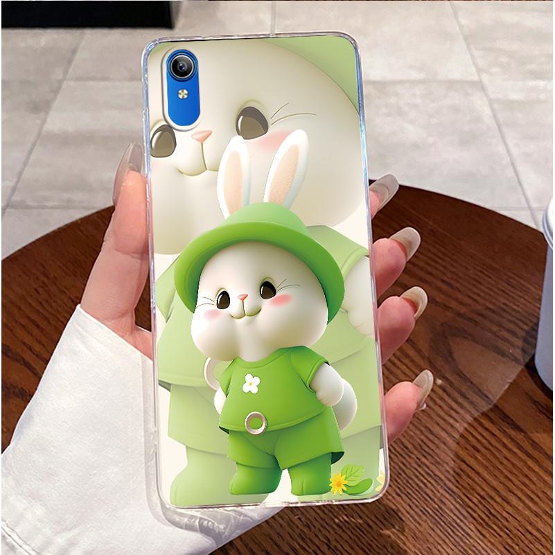 Чехол для Vivo Y91C / Y1S / Vivo 2015 / 1820 Роскошный Милый Кролик с Сердечком Смешной Рисунок Ультратонкий Тонкий Прозрачный Мягкий Чехол для Телефона
