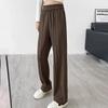 Plus Size Loose Straight High Waist Drape Floor Length Pants for Women Spring Autumn Pleated Slim Casual Wide Leg Pants
