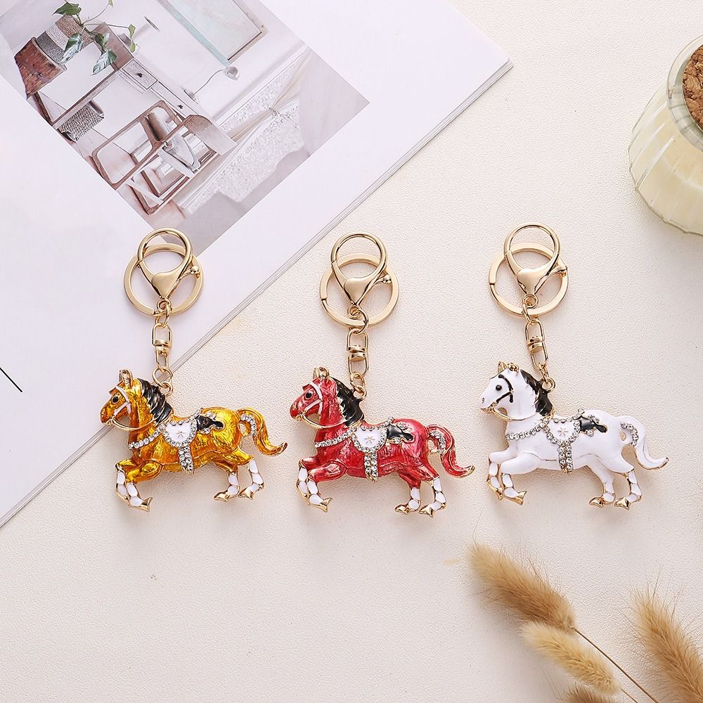Sparkling Rhinestones Horse Keychain Colorful Backpack Pendant Car Key Chain  Backpack Decoration