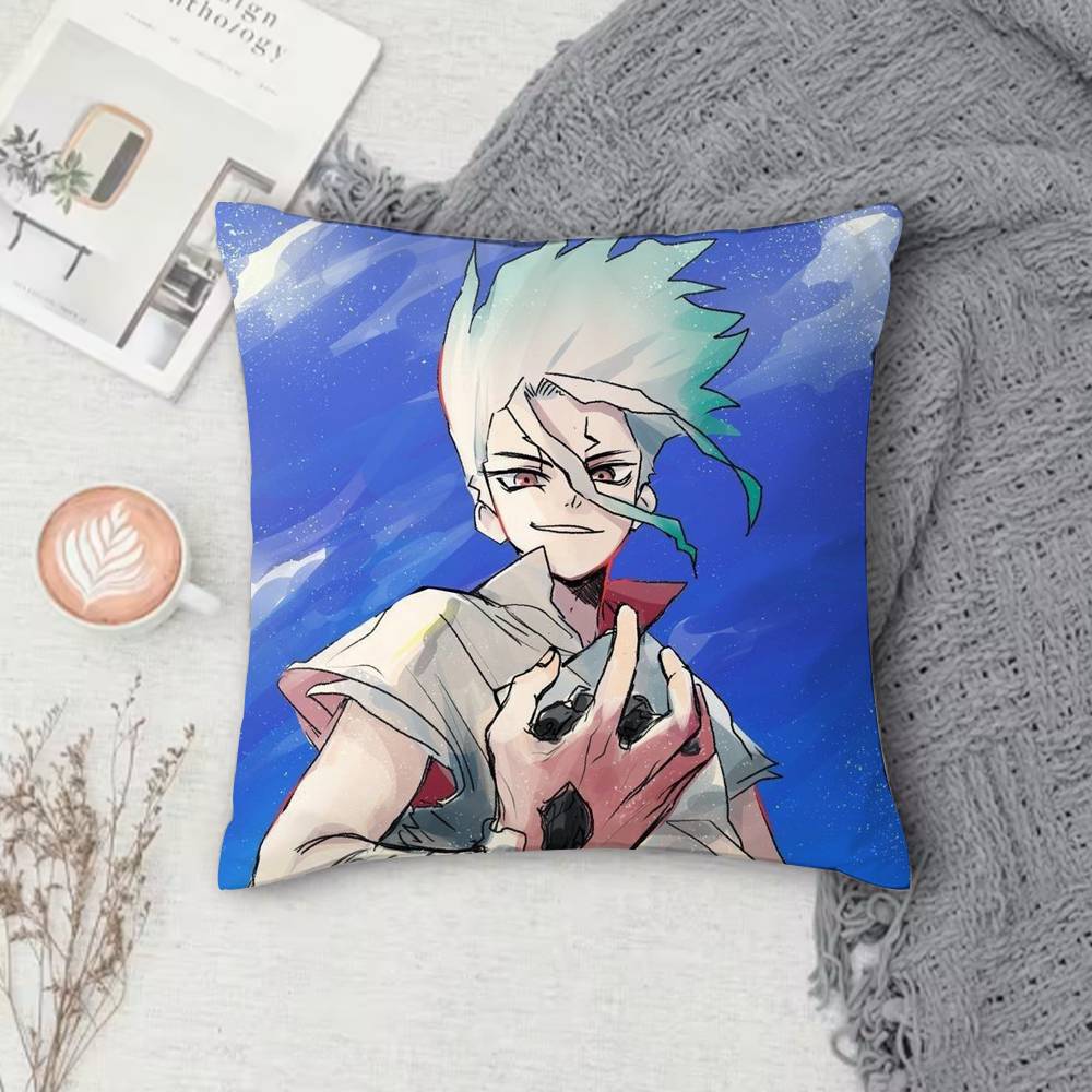 D-Dr. Stone Double-Sided Printed Square Pillow Cover Decorative Cushion Cover For Sofa Bedroom Bedside