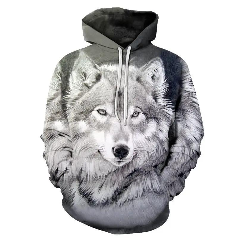 Ferocious Wolf Head Anime Sweatshirt 3D Printed Hoodies Men/Women Fashion Clothing Harajuku Kids Sweatshirt Men Coat