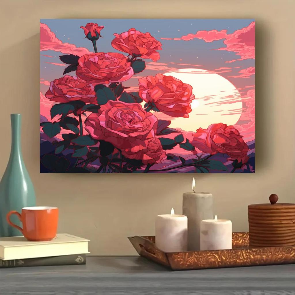 RUOPOTY Рамка Diy картина по номерам комплект лунная роза рисунок рисунок раскраска по номерам ремесленные изделия для украшения дома