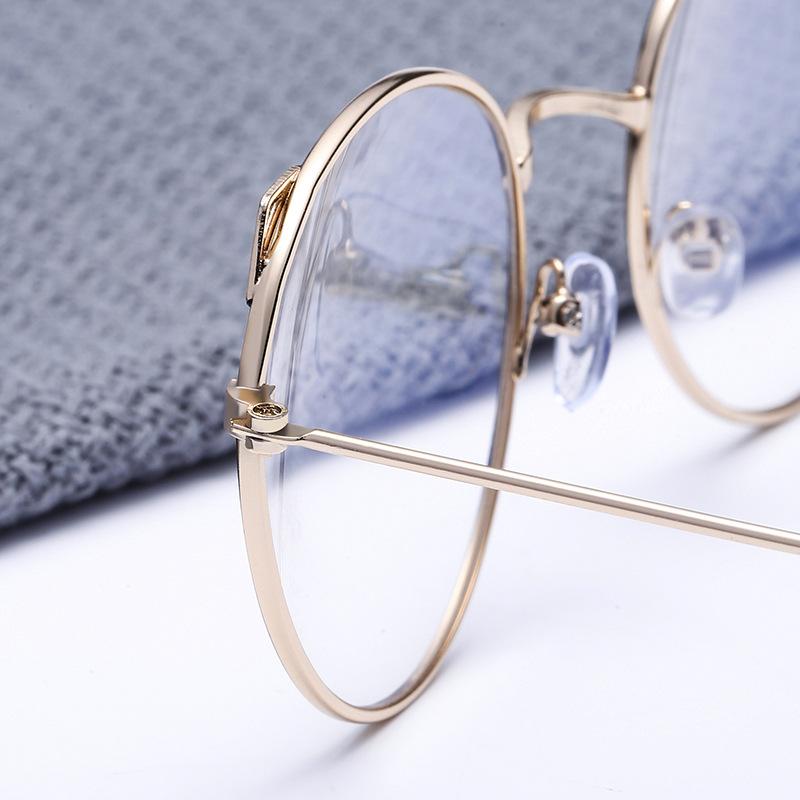 Fashionable Retro Metallic Street Shot Flat Glasses Tide Cat Ears Anti Blue Light Student Plain Makeup Glasses Frame