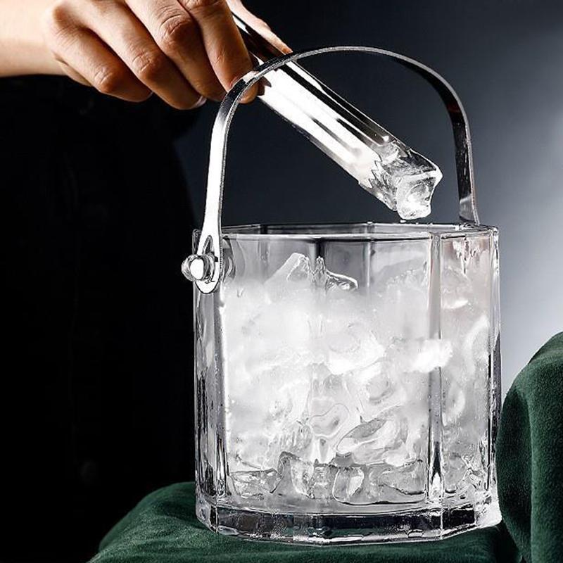 Набор 900 мл 2 шт Ведра для красного вина, пива, коктейлей Изолированная прозрачная стеклянная посуда Стекло Бочка для шампанского Бар KTV Ведро для ледяной крошки