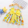 Baby Summer Girls Round Neck Cotton Lemon Print Princess Cute Sweet Stitching Sleeveless Dress
