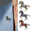 Vintage Rhinestone Horse Brooch Alloy Running Horse Lapel Pin Sweater Cardigan Coat Business Suit Decoration Men Women Clothing Accessories