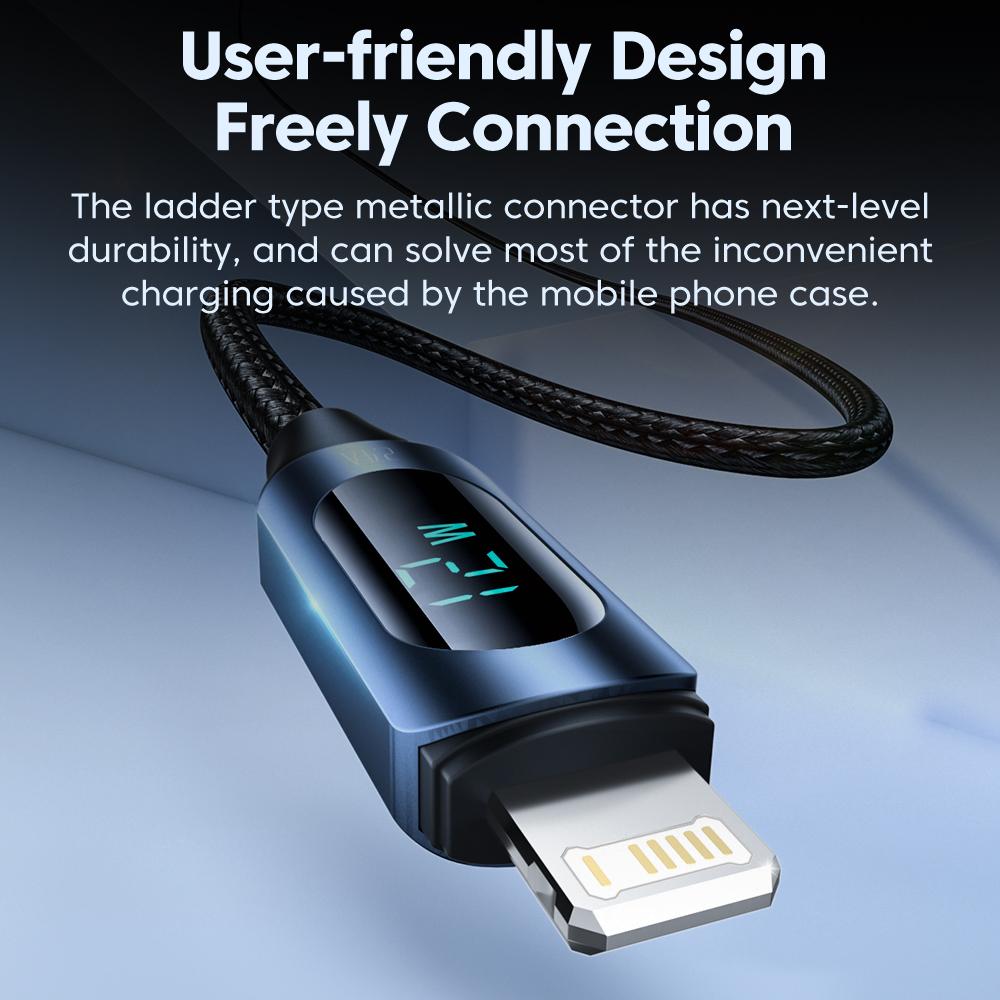 Кабель USB-iP для iPhone 14 13 Pro Max со светодиодным цифровым дисплеем 2,4 А, кабель для быстрой зарядки Apple для iPad Air Data Cord
