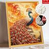 This pearl painting kit features 5D pearls and a peacock mosaic art style. designed for elegant home wall decoration.