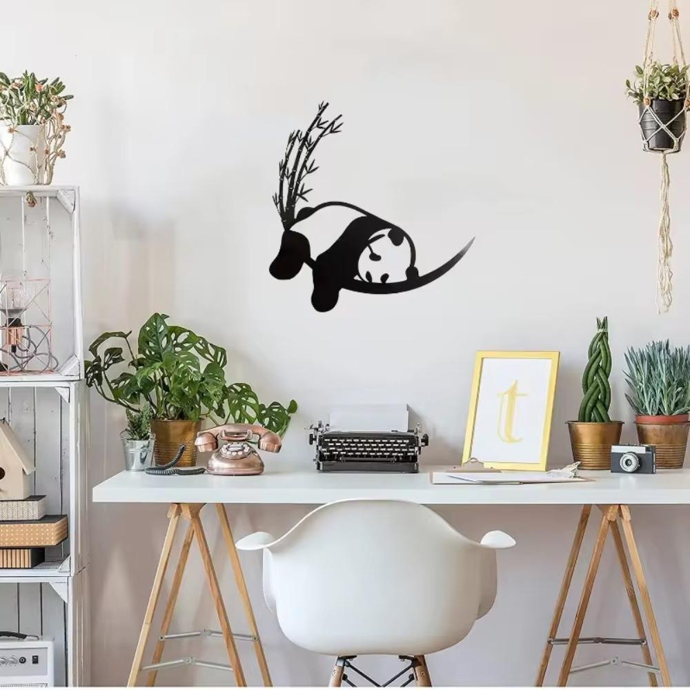 1 шт. Отдыхающая панда и бамбуковое металлическое настенное искусство – элегантный декор гостиной для стильного украшения дома