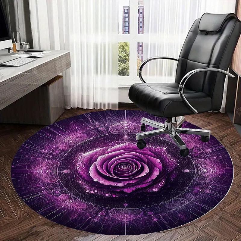 1pc Office Carpet Chair Mats Purple Rose Mandala Artwork Perfect for Decorating Office Chairs, Living Rooms, Or Bedrooms