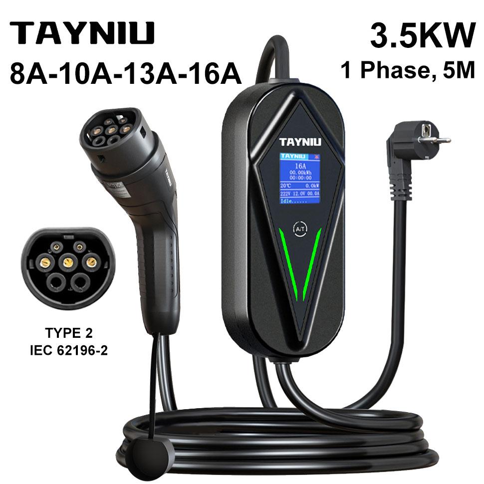 TAYNIU Voltix electric vehicle Charger 3.5kW 16A TYPE 2, TYPE 1 J1772, GB/T, NACS EU Plug Level 1 Charging Cable for Tesla EVs