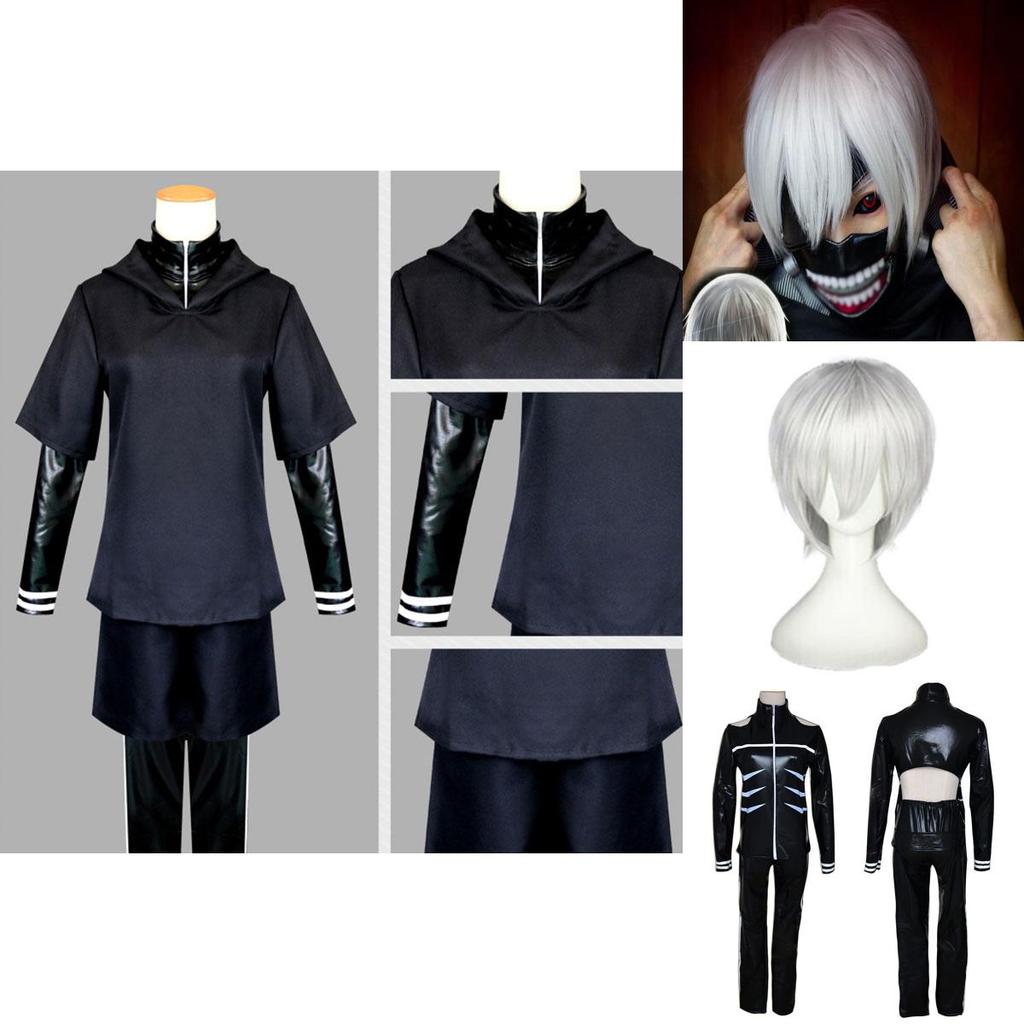 Элегантный костюм Канеки Кена из Tokyo Ghoul в полный рост с модным дизайном, идеально подходит для Хэллоуина и тематических вечеринок