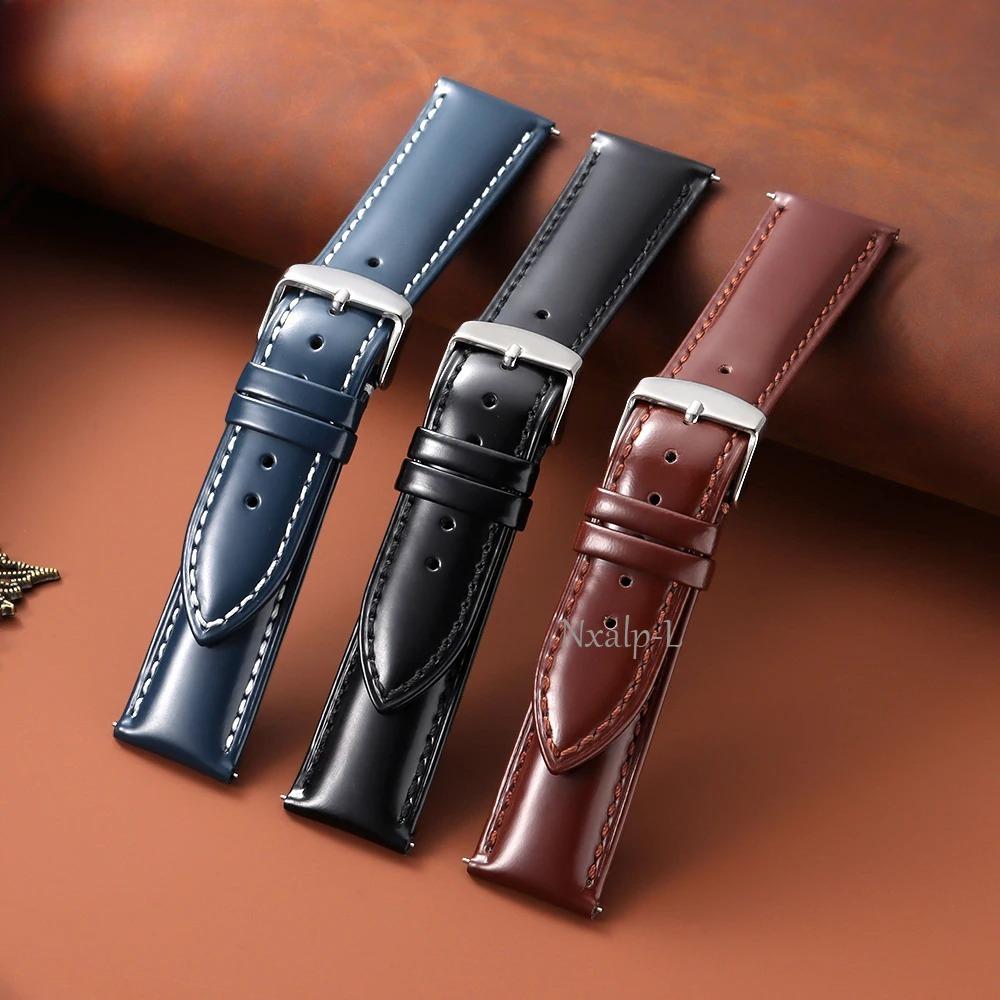 Кожаный ремешок с пропиткой для часов Omega и Seiko, 18мм 19мм 20мм 21мм 22мм, из натуральной коровьей кожи, с быстросъемными креплениями