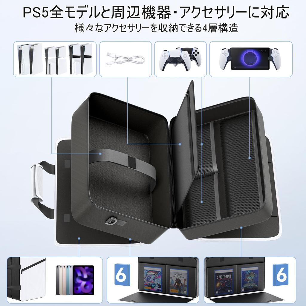PS5 Carrying PS5 Storage Shoulder Handbag Large Capacity PS5 Carrying Bag for PS5 and Black White Pro/PS5 Slim/PS5 Case, Bag, & Style, Console,