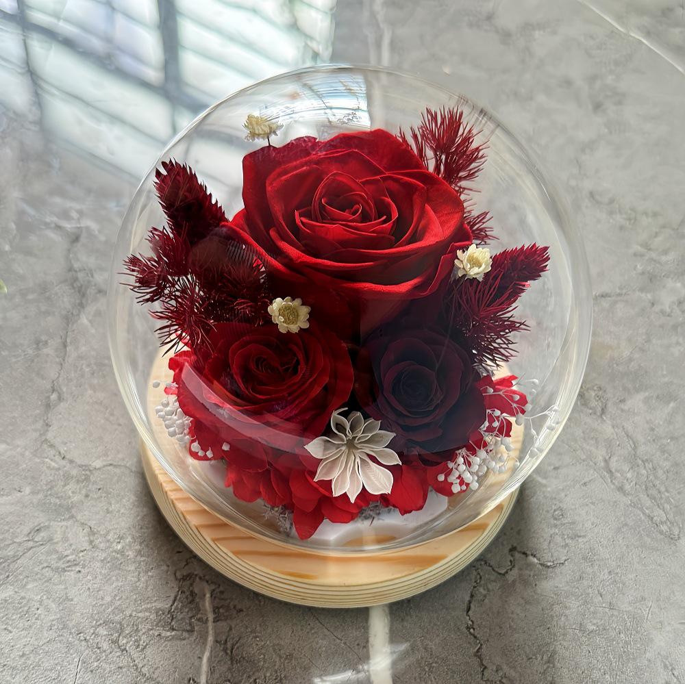 Preserved Flower Sphere: Rose & Sunflower Glass Dome Gift for Christmas & Valentine's Day