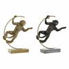 Decorative Figurine - Modern Monkey - 33 X 25 X 48 Cm - Black and Gold - Set of 2 Units