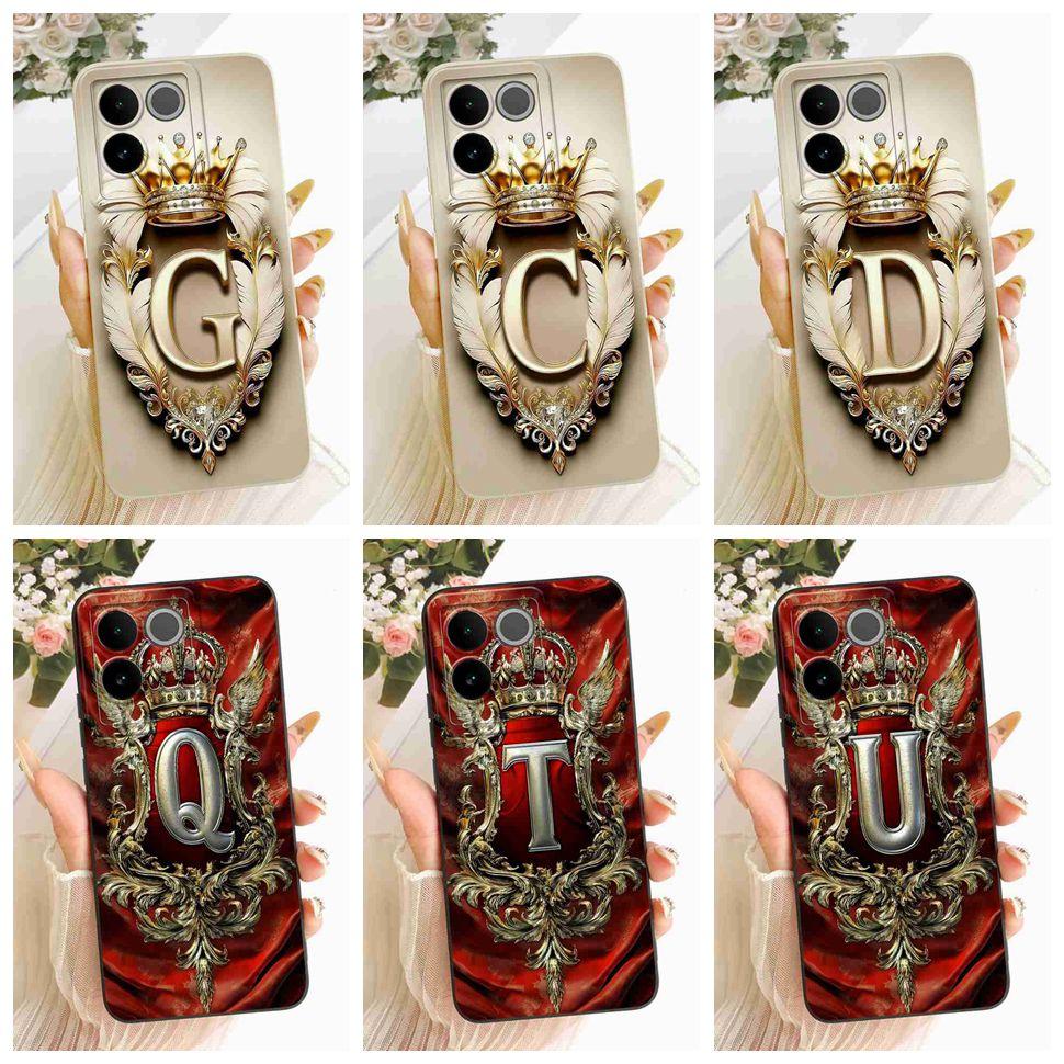 For vivo S17e 5G V2285A 6.78" Case Fashion Painted Letter Crown Silicone Back Cover For Vivo S 17e VIVO S17E 5G Bumper Shell