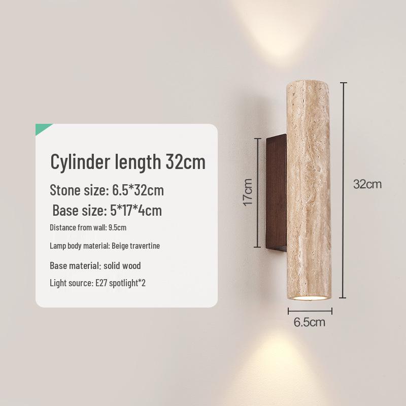Желтый травертиновый настенный светильник в стиле ваби-саби для спальни, внутреннего двора или балкона - Водонепроницаемый уличный светильник.